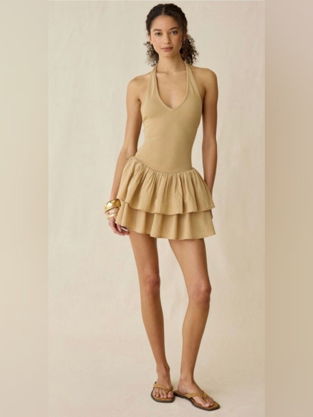 UO With The Band Mixed Media Halter Mini Dress